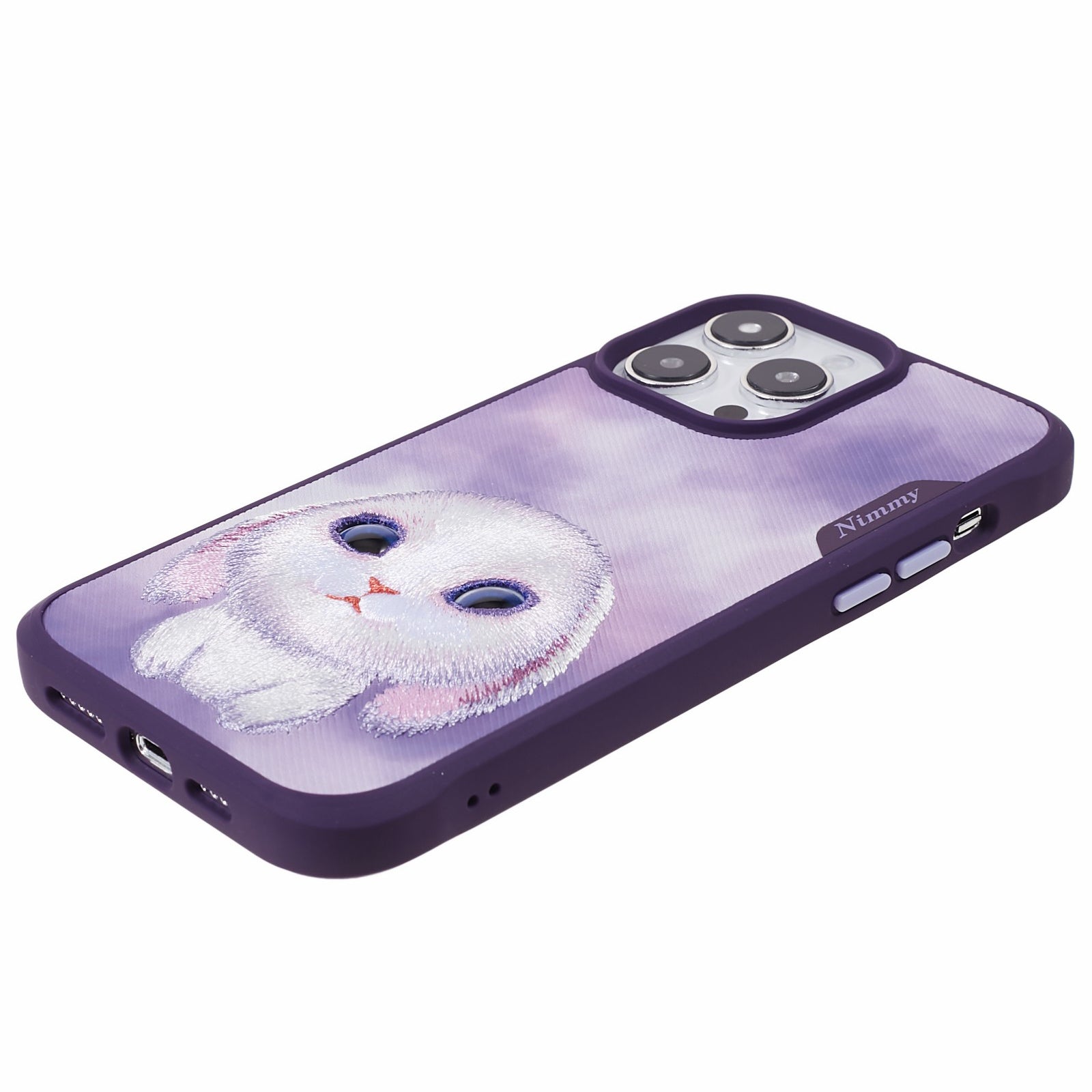 NIMMY Big Eyes Pet Series pro iPhone 14 Pro Vyšívací zvířecí ochranný obal PU kůže PC TPU kryt telefonu NIMMY Big Eyes Pet Series pro iPhone 14 Pro Vyšívací zvířecí ochranný obal PU kůže PC TPU kryt telefonu